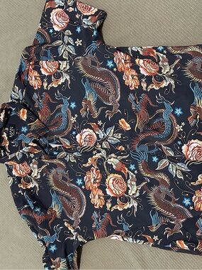 Mavi Navy Floral & Dragon Print Button-Down Shirt - Multicolor